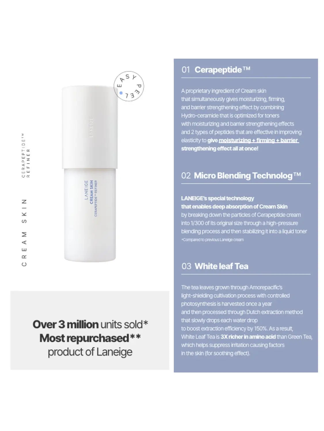 LANEIGE Cream Skin Cerapeptide Refiner Cream Toner : 50ml Deluxe - No Box